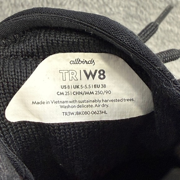 Allbirds Tree Runners Womens Shoes Size 8 Black Low Top Casual Classic Sneakers - Picture 9 of 10